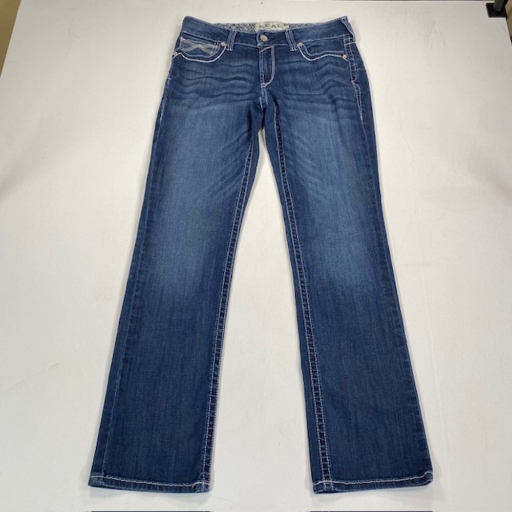 Ariat REAL Denim Ivy Mid Rise Straight Leg Jeans Dresden Wash Blue 31R 10024300